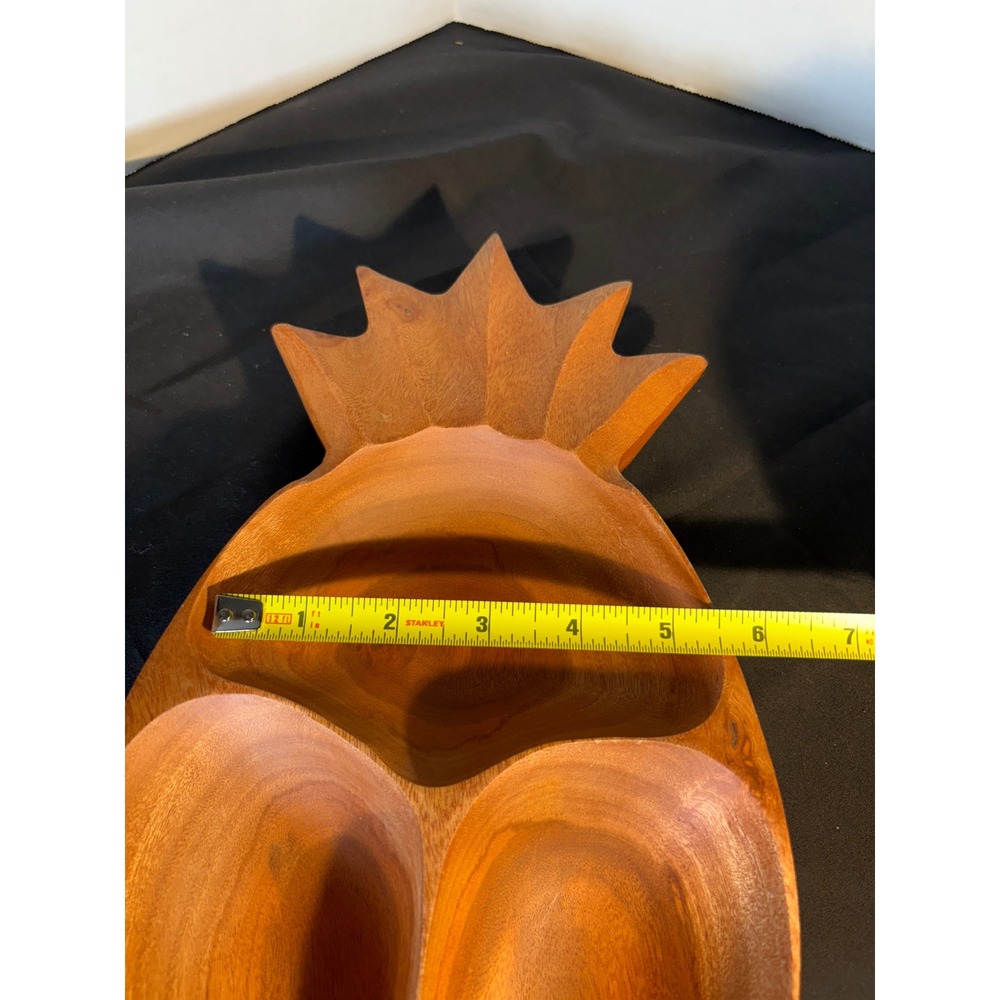 Lomano Wood Pineapple Shaped Divided Serving Tray Dish Made in Philippines - Picture 4 of 8